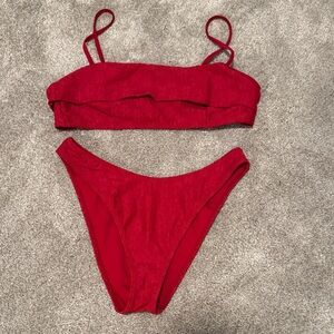 PacSun Red Textured Two-Piece Bikini